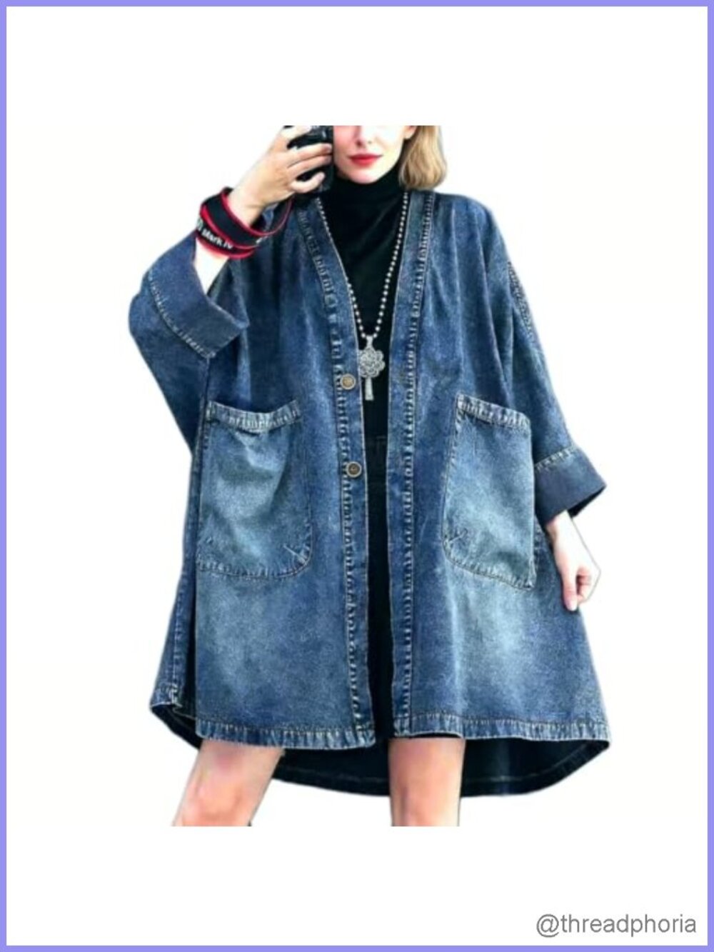 Oversized Denim Jacket Loose Fit Trench Coat Boyfriend Style